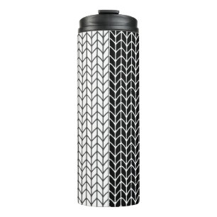 SCHWARZ & WEISS Strick Thermalbecher Thermosbecher
