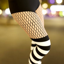 Schwarz-Weiß-Stricksocken Fischnet-Leggings