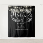 Schwarz-Weiß-String-Leuchten - Hintergrund für Hoc Wandteppich (Vorderseite)