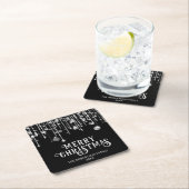 Schwarz-Weiß-String-Lights Weihnachts-Party Rechteckiger Pappuntersetzer (Vor Ort)