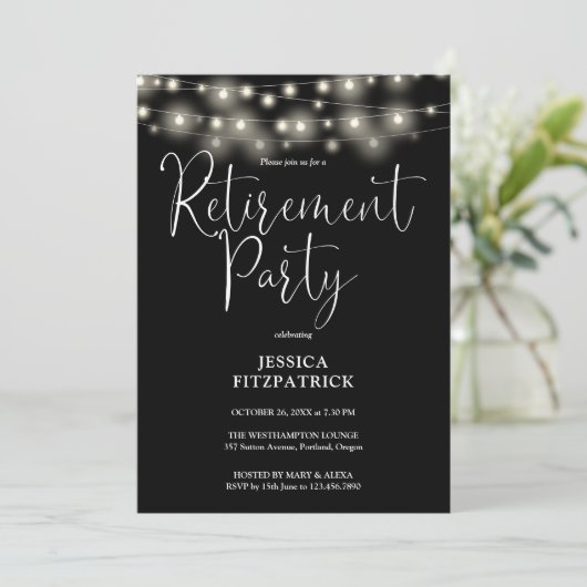 Schwarz-Weiß-String-Party Einladung (Stehend Vorderseite)