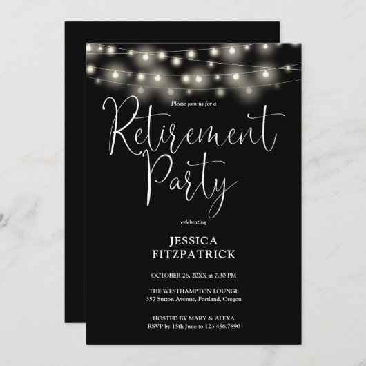 Schwarz-Weiß-String-Party Einladung (Vorne/Hinten)