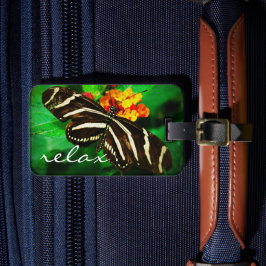 Schwarz-weiß Strip Butterfly Foto Relax Script Gepäckanhänger