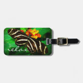 Schwarz-weiß Strip Butterfly Foto Relax Script Gepäckanhänger (Vorderseite horizontal)