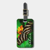 Schwarz-weiß Strip Butterfly Foto Relax Script Gepäckanhänger (Vorderseite vertikal)