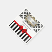 Schwarz-weiß Strip Damask Red Ribbon Serviette (Ecke)