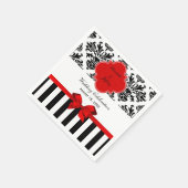 Schwarz-weiß Strip Damask Red Ribbon Serviette (Ecke)