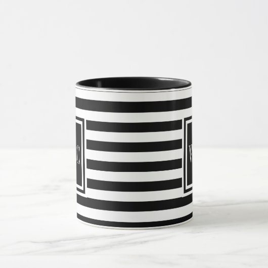 Schwarz-weiß Strip-Monogramm Tasse (Zentrum)