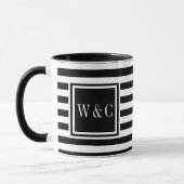 Schwarz-weiß Strip-Monogramm Tasse (Links)