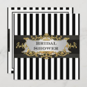 Schwarz-weiß Stripe Bridal Dusche Einladung (Vorne/Hinten)