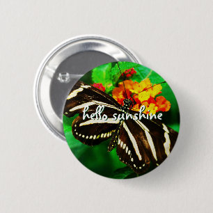 Schwarz-weiß Stripe Butterfly Hallo Sonnenschein-S Button