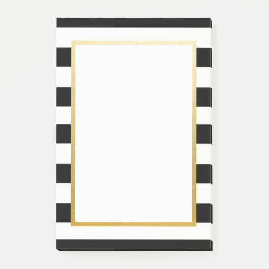 Schwarz, weiß, Striped Gold Post-Itnotizblock Post-it Klebezettel (Vorderseite)