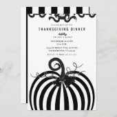 Schwarz-weiß Striped Pumpkin Erntedank Dinner Einladung (Vorne/Hinten)