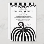 Schwarz-weiß Striped Pumpkin Fall Engagement Party Einladung (Vorne/Hinten)