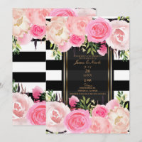 Schwarz-weiß Stripes Gold Rosa Blumenzehen