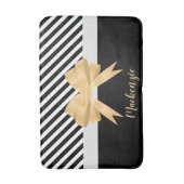 Schwarz-weiß Stripes Goldem Bow Badematte (Vorderseite Vertikal)