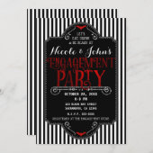 Schwarz-weiß Stripes Red Gothic Engagement Party Einladung (Vorne/Hinten)