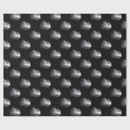 Schwarz-Weiß-Stripteppichfeder schwimmend auf eine Geschenkpapier (Flach)