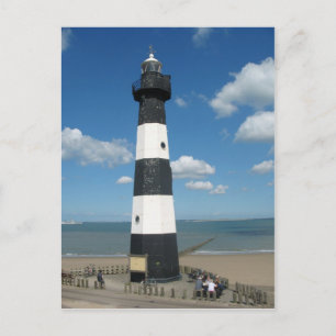 Schwarz-weiß Striptes Leuchtturm Postkarte