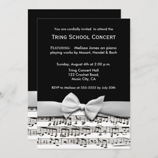 Schwarz-Weiß-Styling Einladung (Vorne/Hinten)