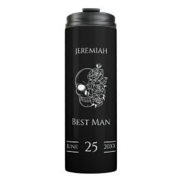 Schwarz-Weiß-Stylish Wedding Trauzeuge-Geschenk Thermosbecher