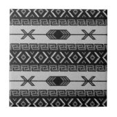 Schwarz-Weiß-Südwest-Azteken-Stammmuster Fliese (Vorderseite)