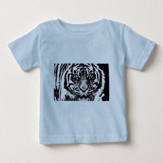 Schwarz-weiß Sumatran Borneo Tiger Eye Artwork Baby T-shirt (Vorderseite)