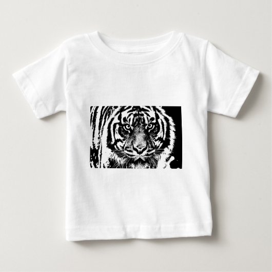 Schwarz-weiß Sumatran Borneo Tiger Eye Artwork Baby T-shirt (Vorderseite)
