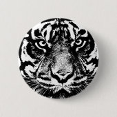 Schwarz-weiß Sumatran Borneo Tiger Eye Artwork Button (Vorderseite)