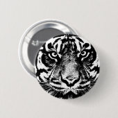Schwarz-weiß Sumatran Borneo Tiger Eye Artwork Button (Vorne & Hinten)