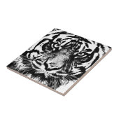Schwarz-weiß Sumatran Borneo Tiger Eye Artwork Fliese (Seite)