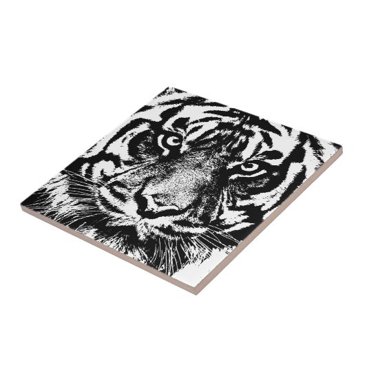 Schwarz-weiß Sumatran Borneo Tiger Eye Artwork Fliese (Seite)