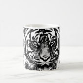 Schwarz-weiß Sumatran Borneo Tiger Eye Artwork Kaffeetasse (Mittel)