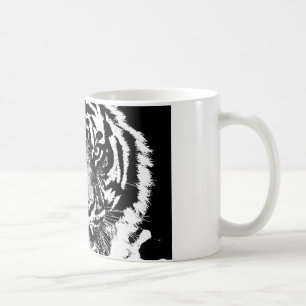 Schwarz-weiß Sumatran Borneo Tiger Eye Artwork Kaffeetasse