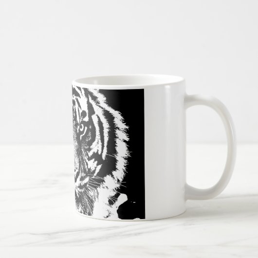 Schwarz-weiß Sumatran Borneo Tiger Eye Artwork Kaffeetasse (Rechts)