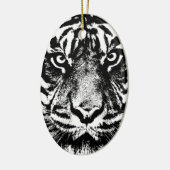 Schwarz-weiß Sumatran Borneo Tiger Eye Artwork Keramikornament (Links)