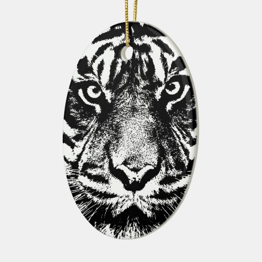 Schwarz-weiß Sumatran Borneo Tiger Eye Artwork Keramikornament (Links)