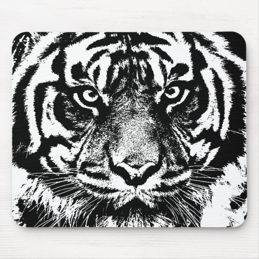 Schwarz-weiß Sumatran Borneo Tiger Eye Artwork Mousepad (Vorne)