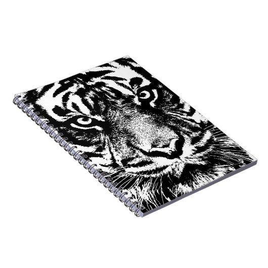 Schwarz-weiß Sumatran Borneo Tiger Eye Artwork Notizblock (Rechte Seite)