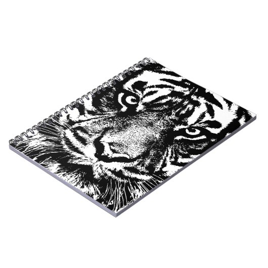 Schwarz-weiß Sumatran Borneo Tiger Eye Artwork Notizblock (Linke Seite)