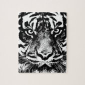 Schwarz-weiß Sumatran Borneo Tiger Eye Artwork Puzzle (Vertikal)