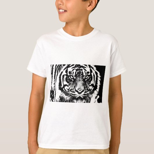 Schwarz-weiß Sumatran Borneo Tiger Eye Artwork T-Shirt (Vorderseite)