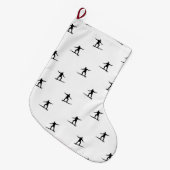 Schwarz-Weiß-Surfmotiv Grafik Großer Weihnachtsstrumpf (Vorderansicht (hängend))