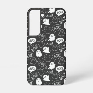 Schwarz-weiß süßes Halloween-Muster mit Doodles Samsung Galaxy Hülle
