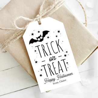Schwarz-Weiß-Süßigkeiten oder Saures Halloween Geschenkanhänger