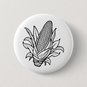Schwarz-weiß-Süßmaiskolben-Symbol Button