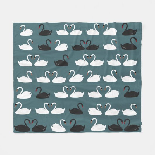 Schwarz-Weiß-Swans Fleece Blanket (Vorderseite (Horizontal))