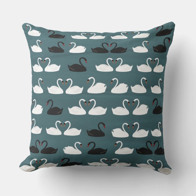 Schwarz-Weiß-Swans Kissen (Vorderseite)