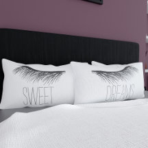 Schwarz-Weiß Sweet Dreams Lashes Kissen Case