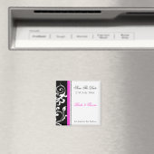 Schwarz-Weiß-Swirbel mit Hot-Pink Save the Date Magnet (In Situ (Geschirrspüler))